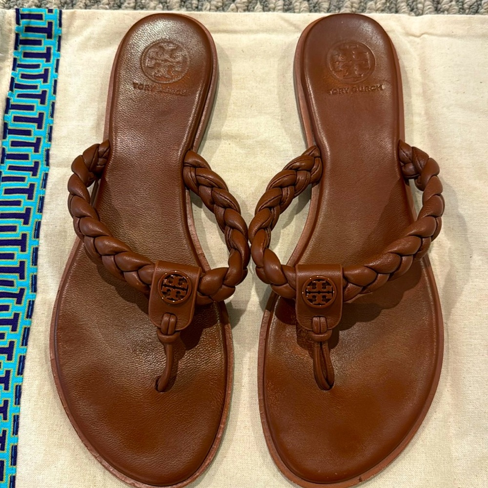 Tory Burch Braided Sandals. Size 7.5. Worn 3 times. Like new. Comes with bag.